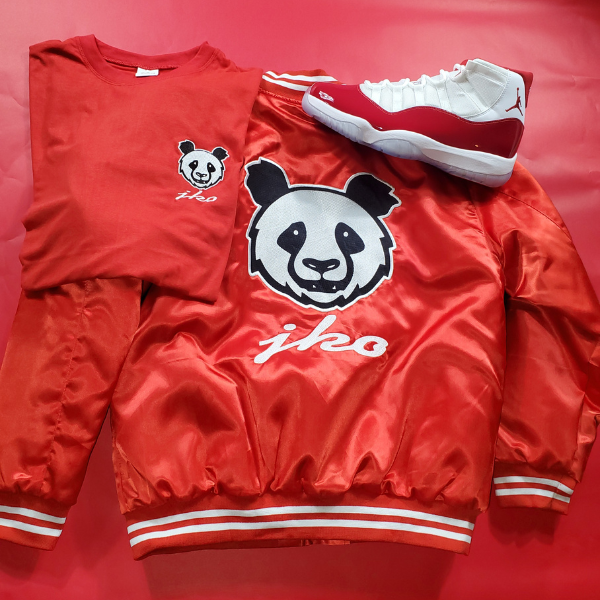 JKO Panda Satin Bomber Jacket